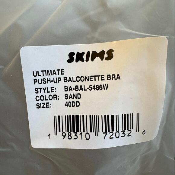 SKIMS Ultimate Balconette Push-Up Bra Sand 40DD NWT  Sexy Shaping Underwire - Picture 4 of 5
